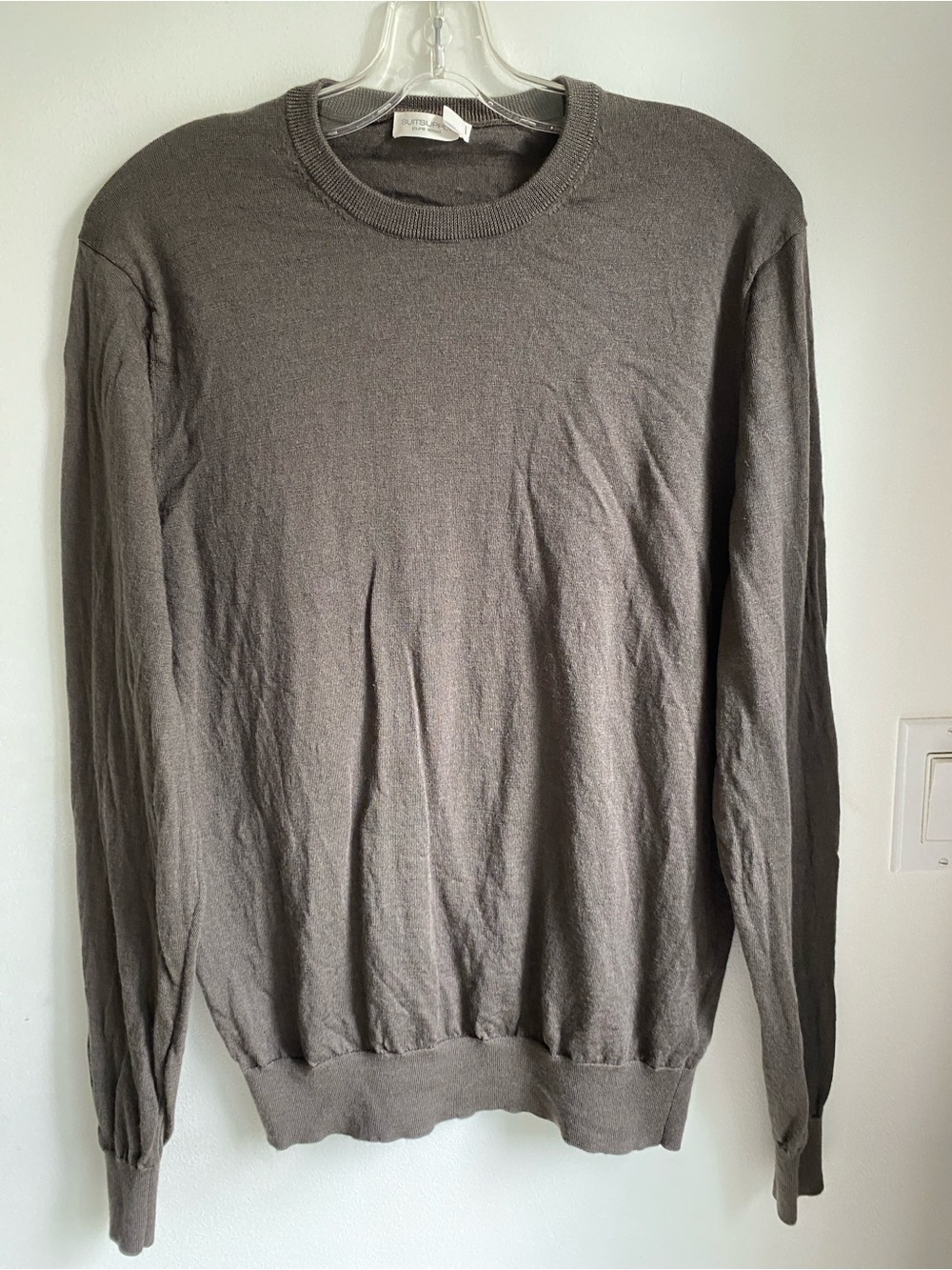 Men’s SuitSupply Pure Wool Sweater Crew Neck Taupe XL Like New